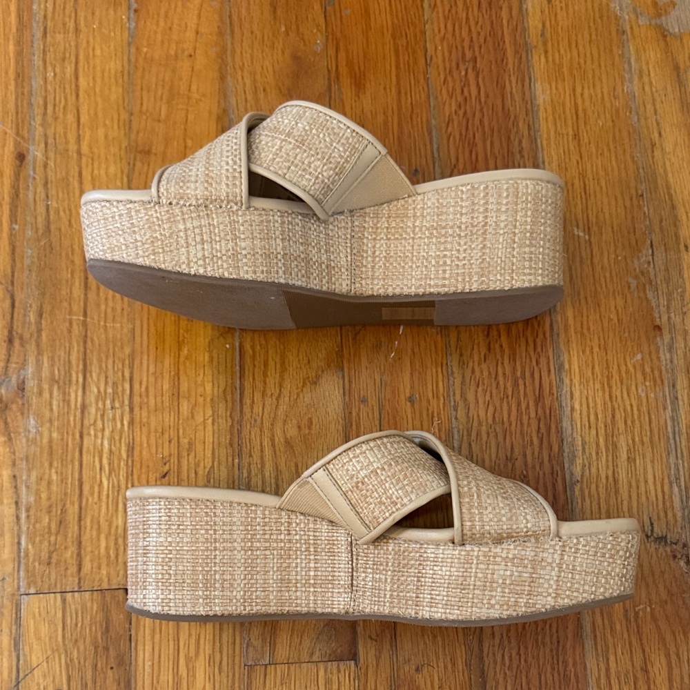 Size 6.5 J.Crew Crisscross Raffia Flatform Wedges New Without Tags - Picture 4 of 8